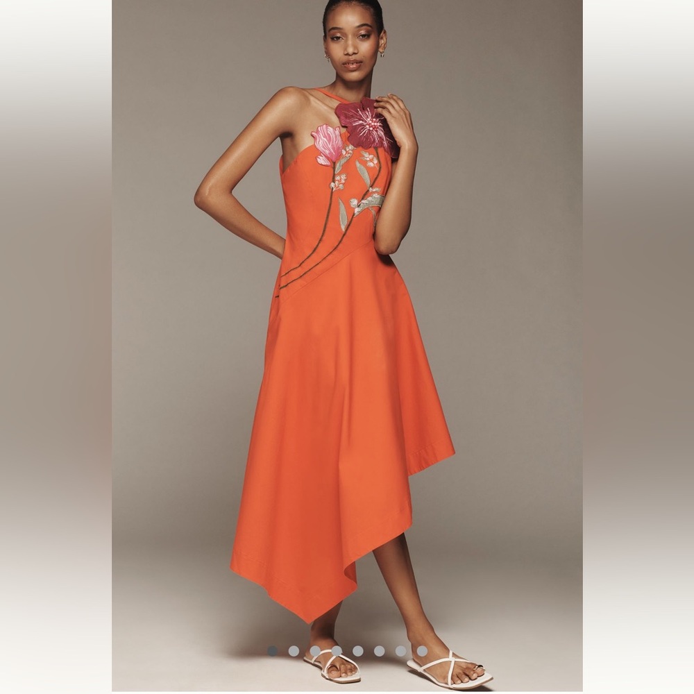 Anthropologie Yukiko Noritake asymmetrical floral midi dress